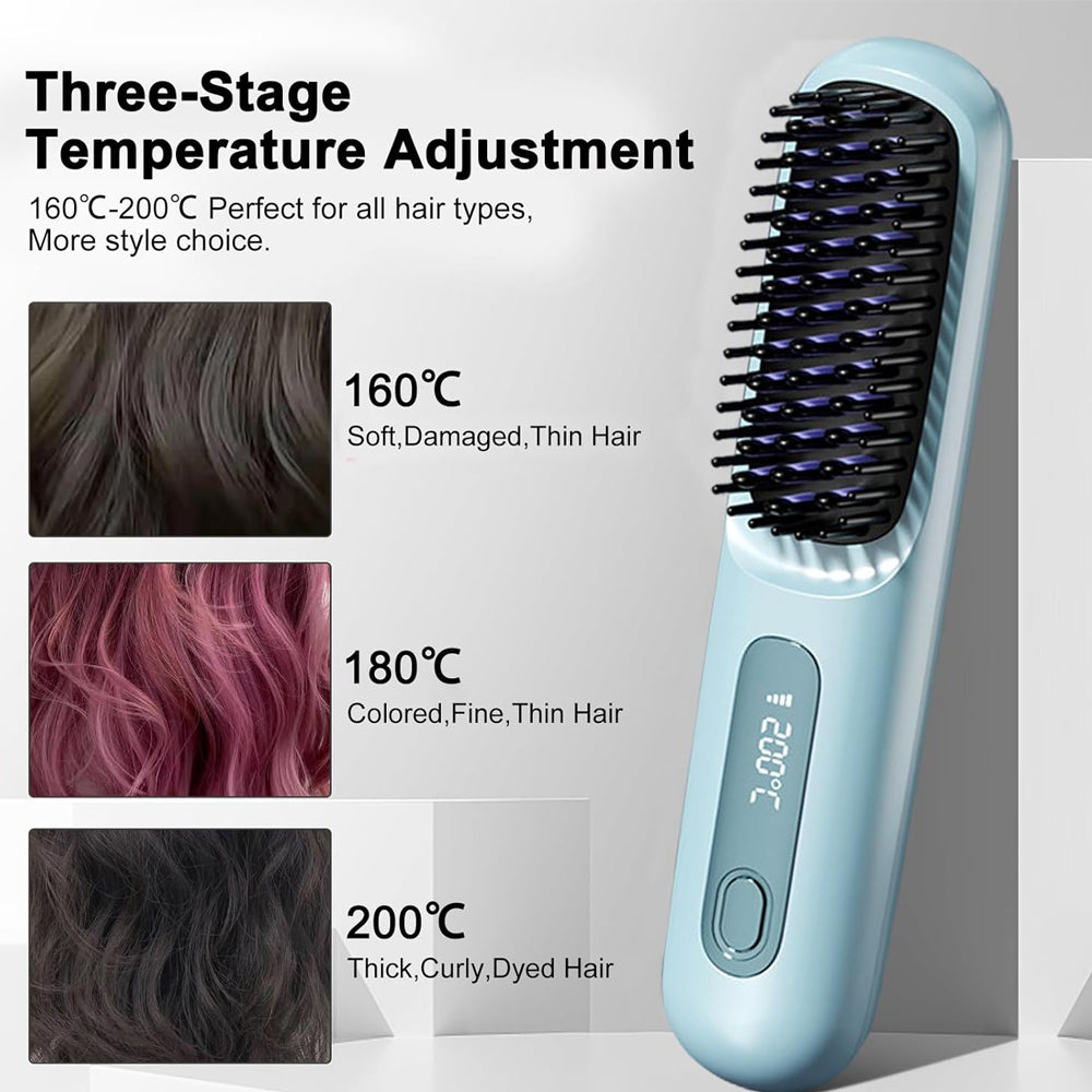 SheNova Portable Straightener Brush - GoBrush PRO + Free Leather Pouch