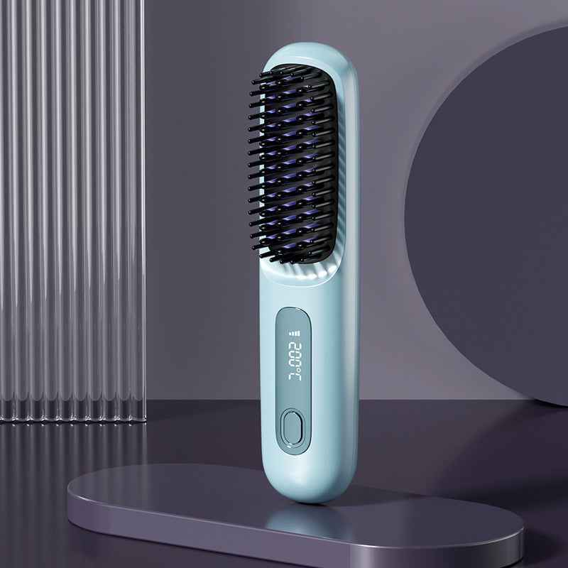 SheNova Cordless Hair Straightening Brush – Portable 2-in-1 Anti-Frizz Styler