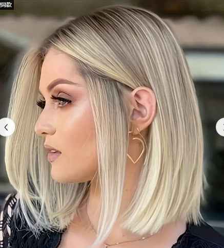 Short Straight Bob Wig Black Red Gradient