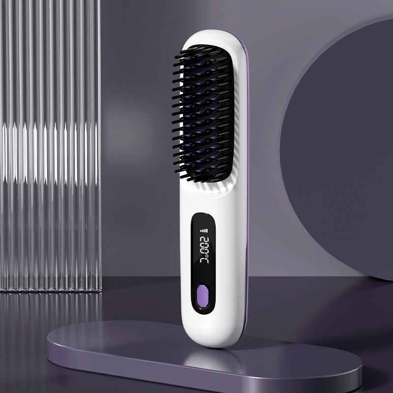 SheNova Cordless Hair Straightening Brush – Portable 2-in-1 Anti-Frizz Styler