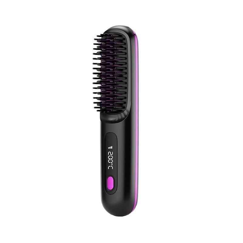 SheNova Cordless Hair Straightening Brush – Portable 2-in-1 Anti-Frizz Styler