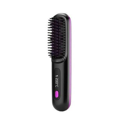 SheNova Cordless Hair Straightening Brush – Portable 2-in-1 Anti-Frizz Styler