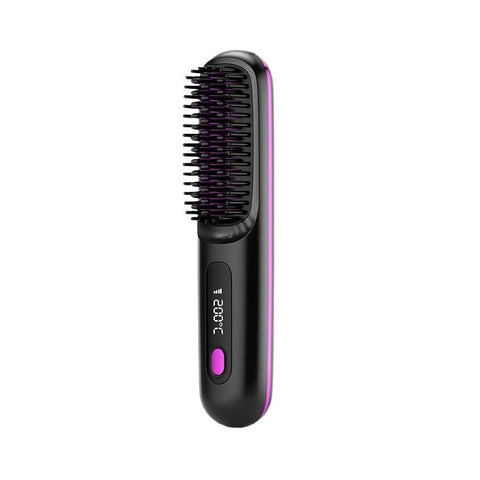SheNova Portable Straightener Brush - GoBrush PRO + Free Leather Pouch