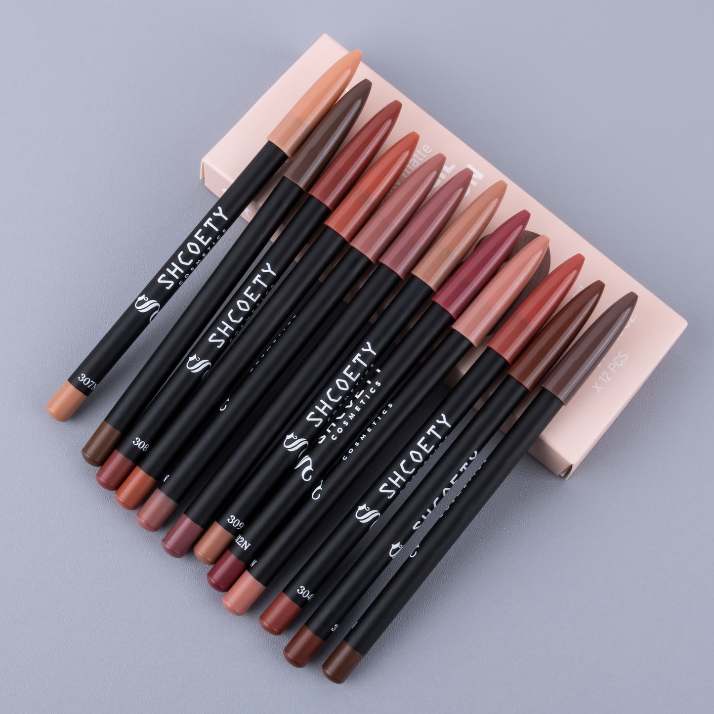 12-Farben Matter Lippenstift und Liner Set