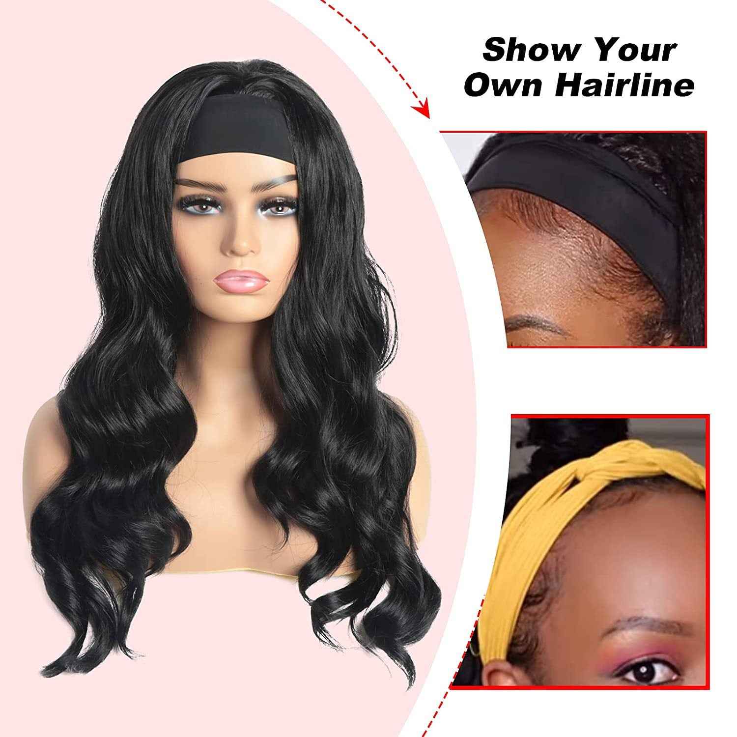 Scarf Headband Wig with Long Curly Hair