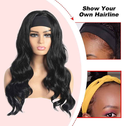 Scarf Headband Wig with Long Curly Hair