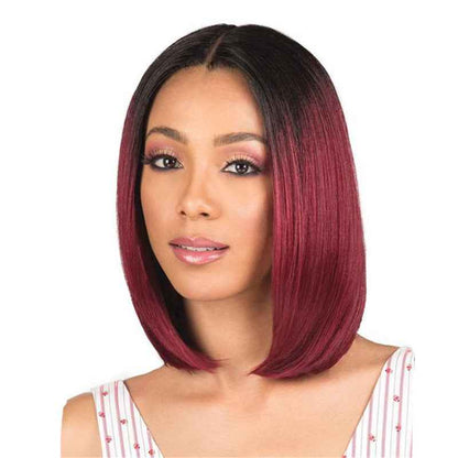 Short Straight Bob Wig Black Red Gradient