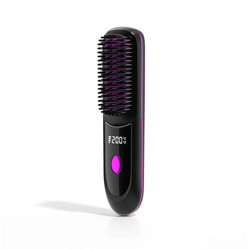 SheNova Pro Cordless Hair Straightening Brush – Portable 2-in-1 Anti-Frizz Styler