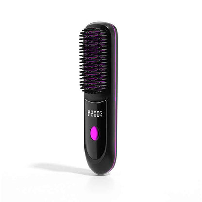 SheNova Pro Cordless Hair Straightening Brush – Portable 2-in-1 Anti-Frizz Styler