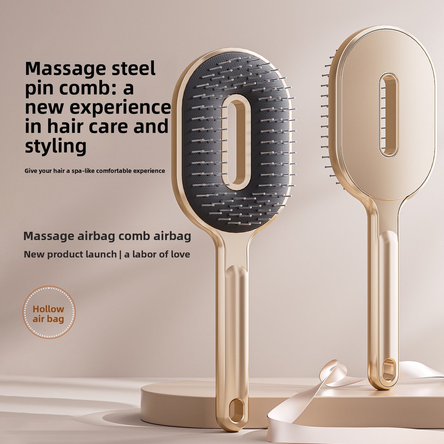 Air Cushion Comb with Anti-Static Steel Pins