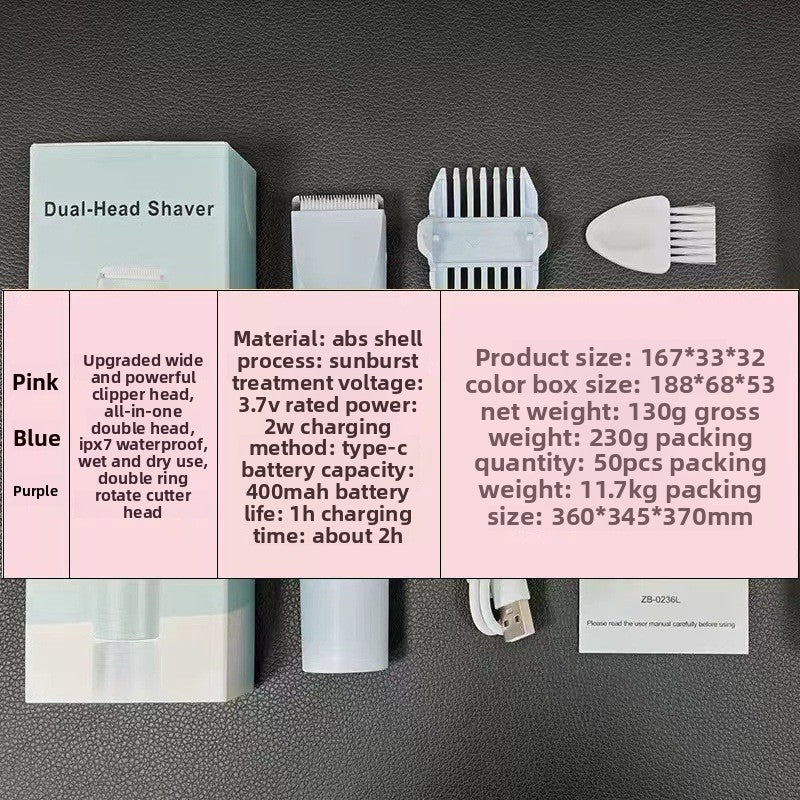 Electric Hair Removal Trimmer Shaver Double Head Silent