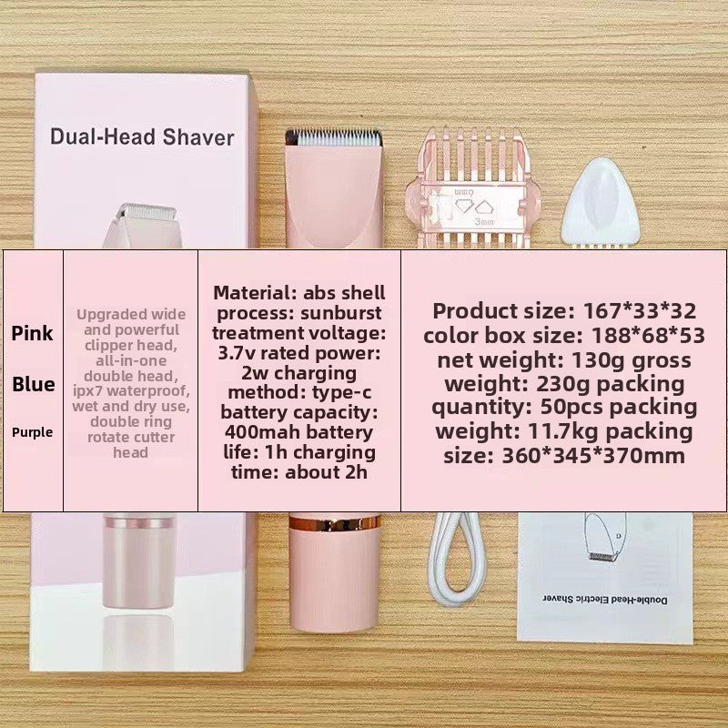 Electric Hair Removal Trimmer Shaver Double Head Silent