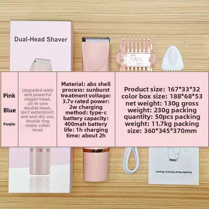 Electric Hair Removal Trimmer Shaver Double Head Silent