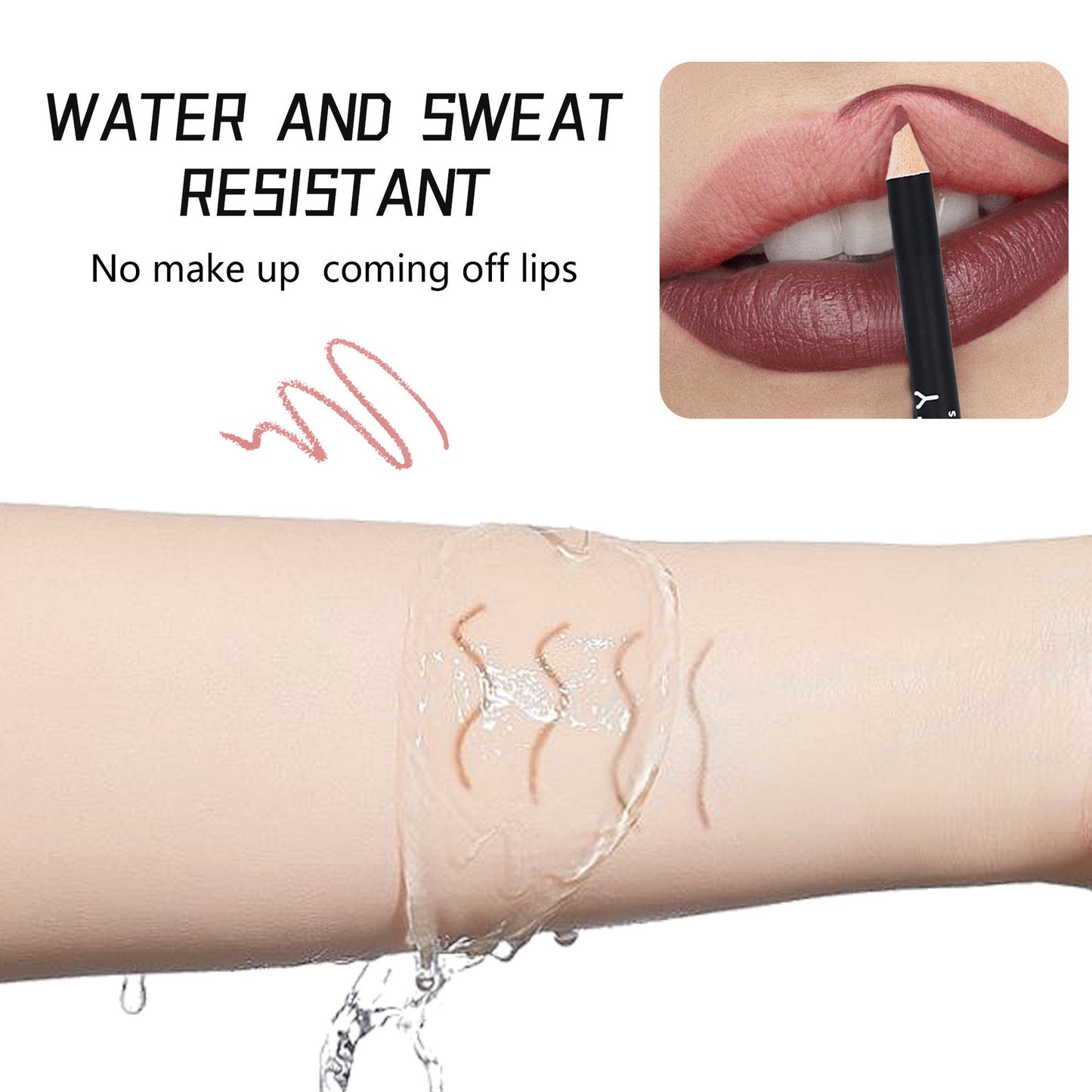 12-Farben Matter Lippenstift und Liner Set