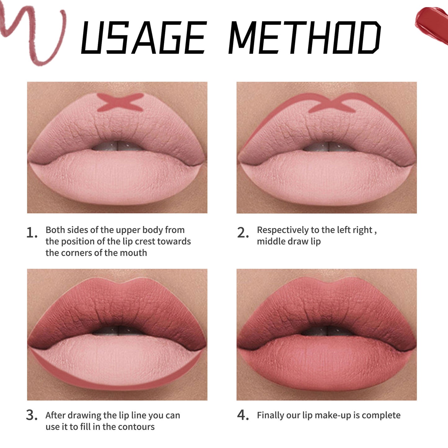 12-Farben Matter Lippenstift und Liner Set