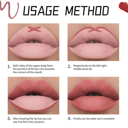 12-Farben Matter Lippenstift und Liner Set