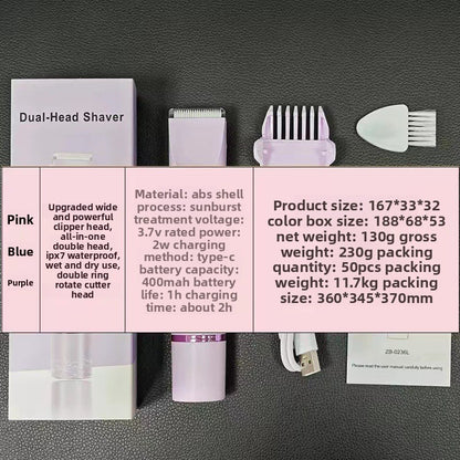 Electric Hair Removal Trimmer Shaver Double Head Silent